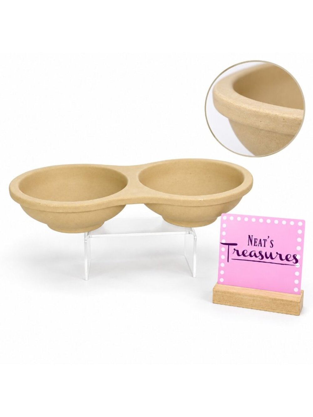 The Pampered Chef STONEWARE COLLECTION #5153 Unglaze Microwave Double Egg Cooker